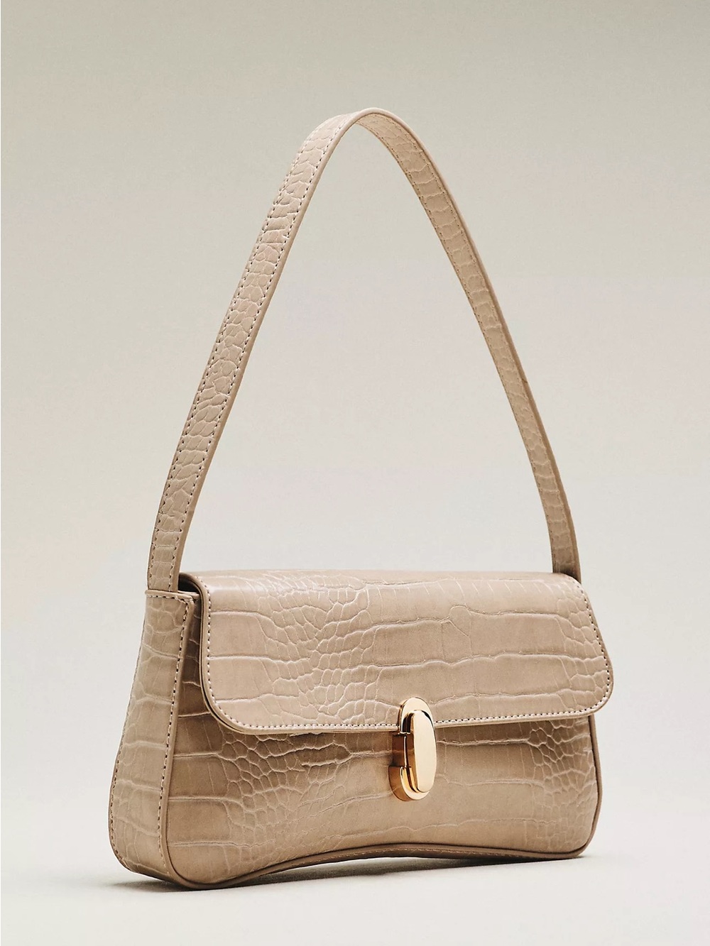 Anthropologie Maeve Faux-Leather Croc Purse - NWT - Cream